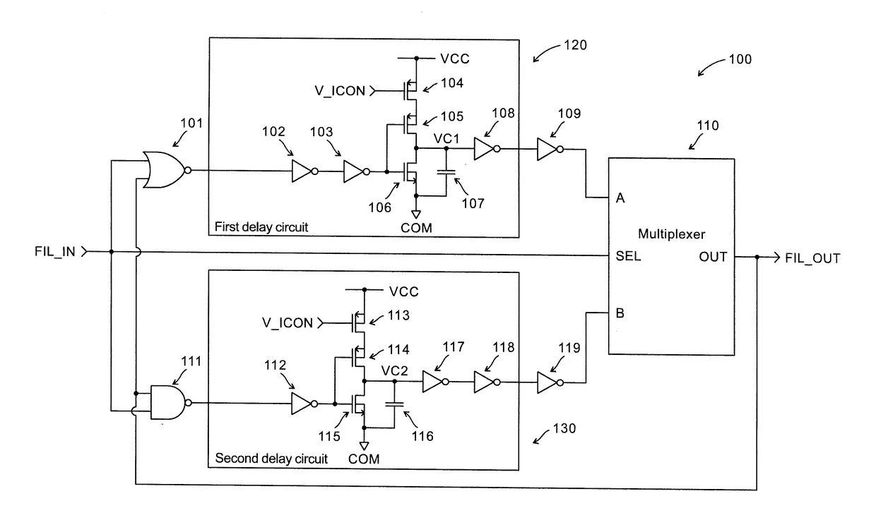 Pulse width filtering circuit