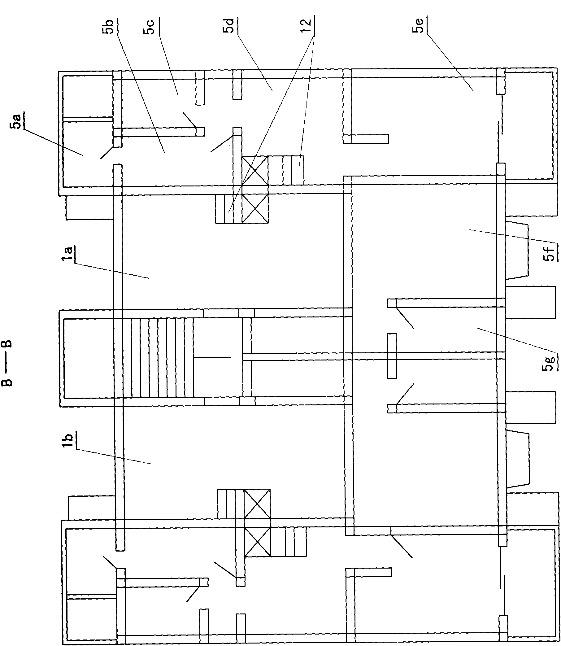 High-living room split-level duplex type residential building