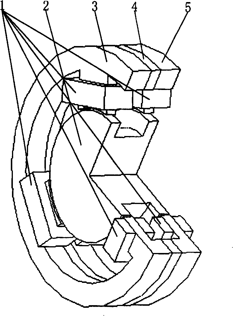 Three phase hybrid magnetic bearing of three-freedom and two-slices