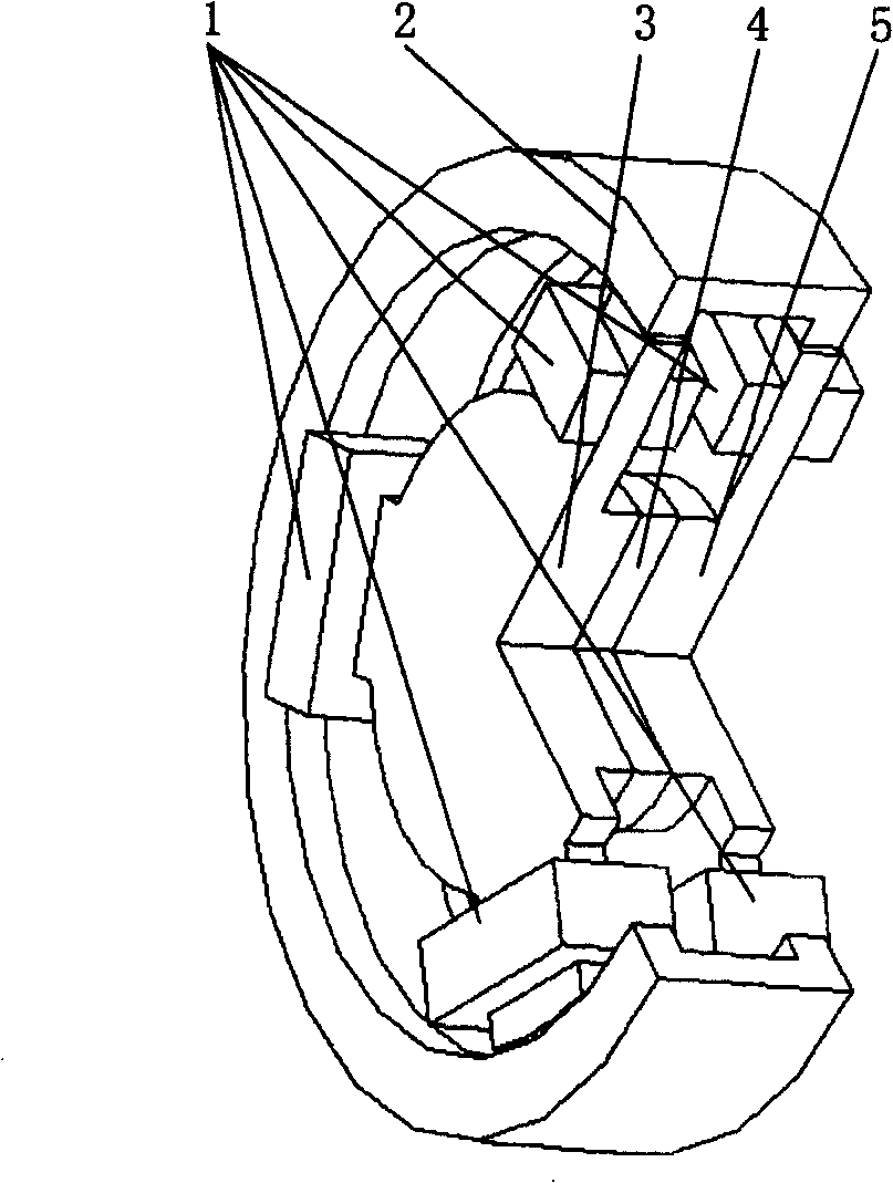 Three phase hybrid magnetic bearing of three-freedom and two-slices