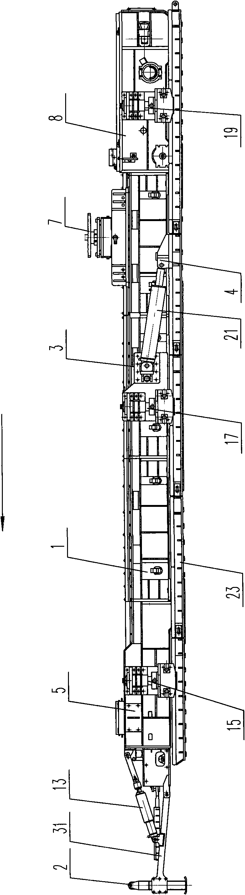 Walking running device for self-advancing tail