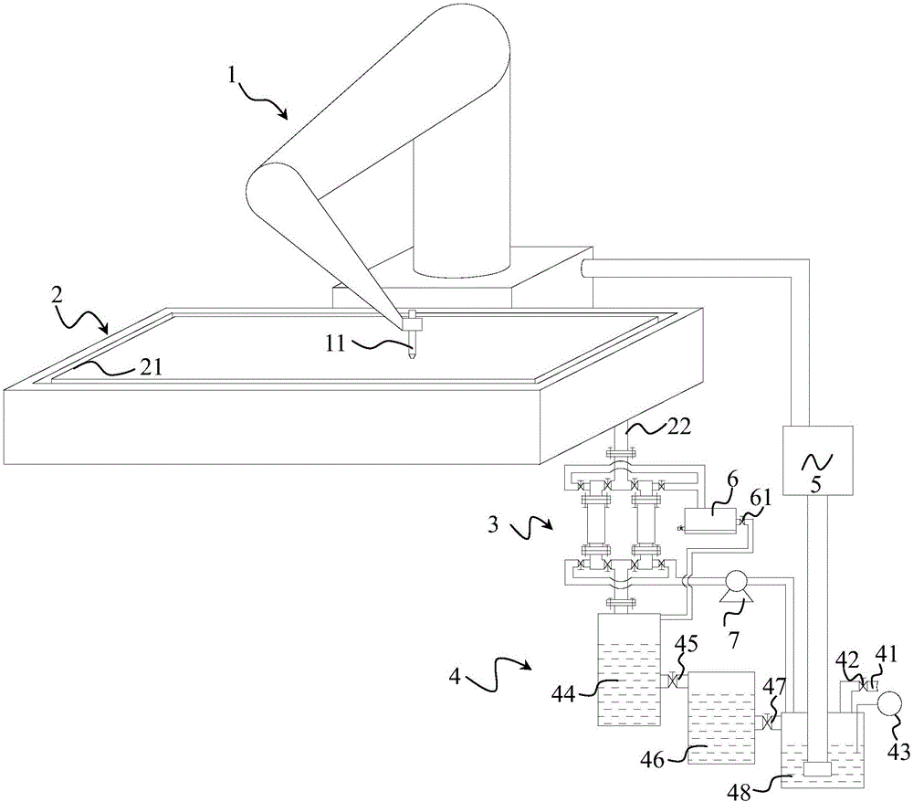 Water cutting machine tool and filtering method