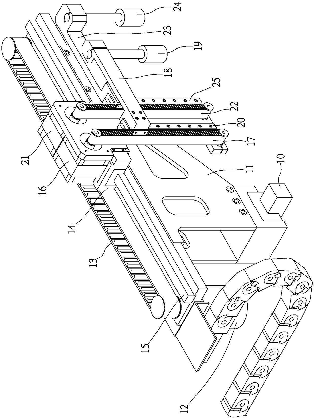 Driving device for linear movement, pickup device unit and transfer operation equipment