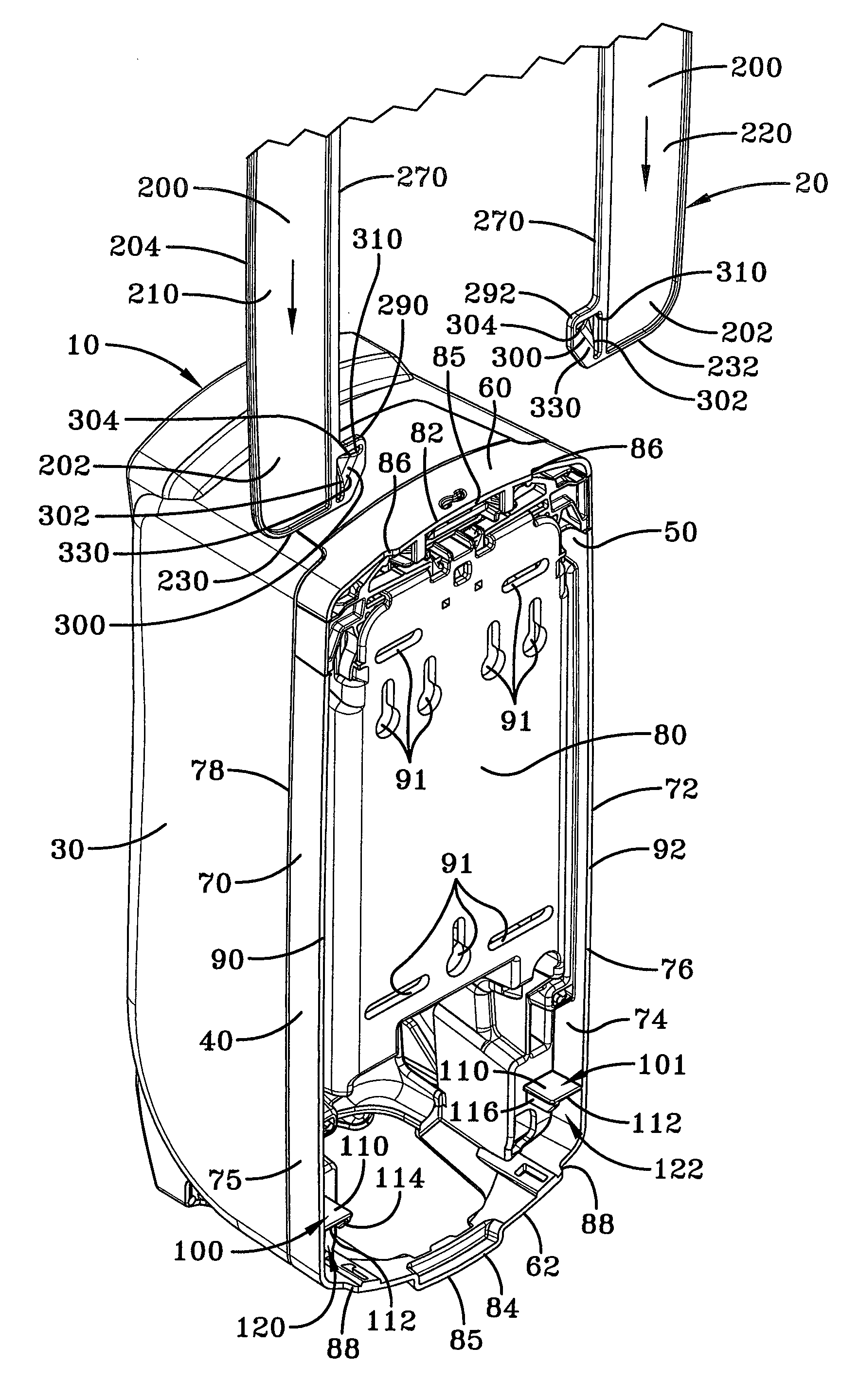 Utility panel for a dispenser