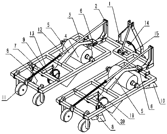 Self-adaptive meshed film sand barrier laying machine