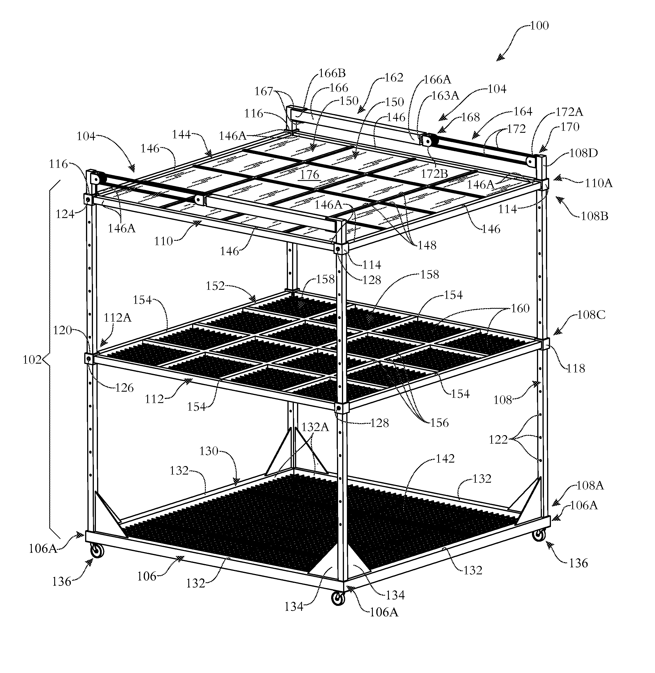 Plant growing heavy weight bearing support assembly