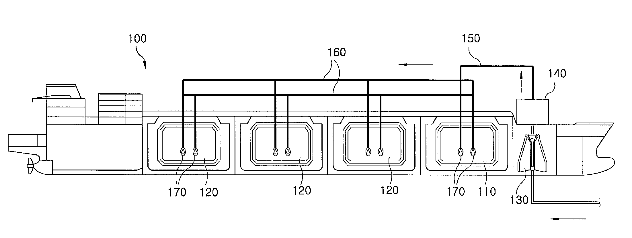 LNG carrier having an LNG loading and unloading system