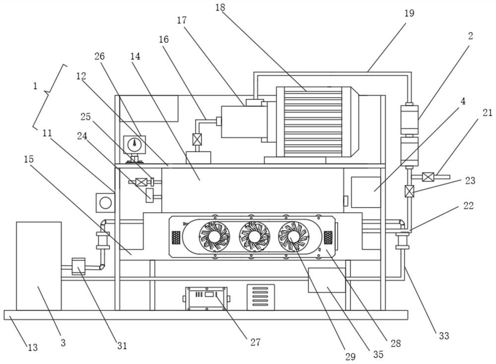 Hydraulic station device with temperature monitoring and alarming system