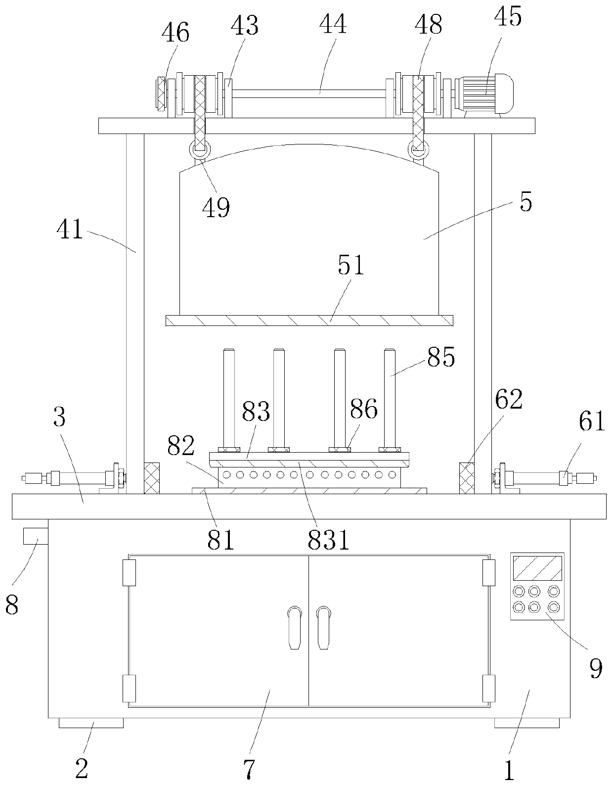 Rubber band vulcanization device with rapid cooling function