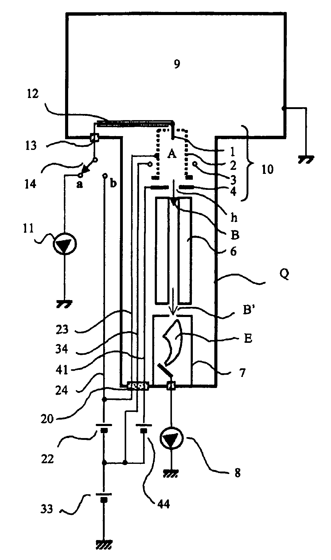 Quadrupole mass spectrometer and vacuum device using the same