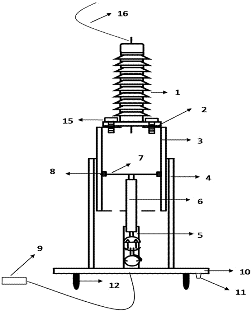 Lifting pedestal for testing electrical insulation performance of composite silicon rubber metal oxide lightning arrester