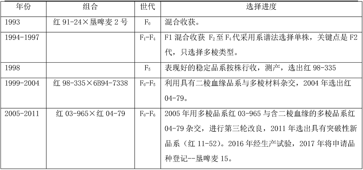 Special breeding method for two-rowed and multi-rowed hybridization offspring of barley