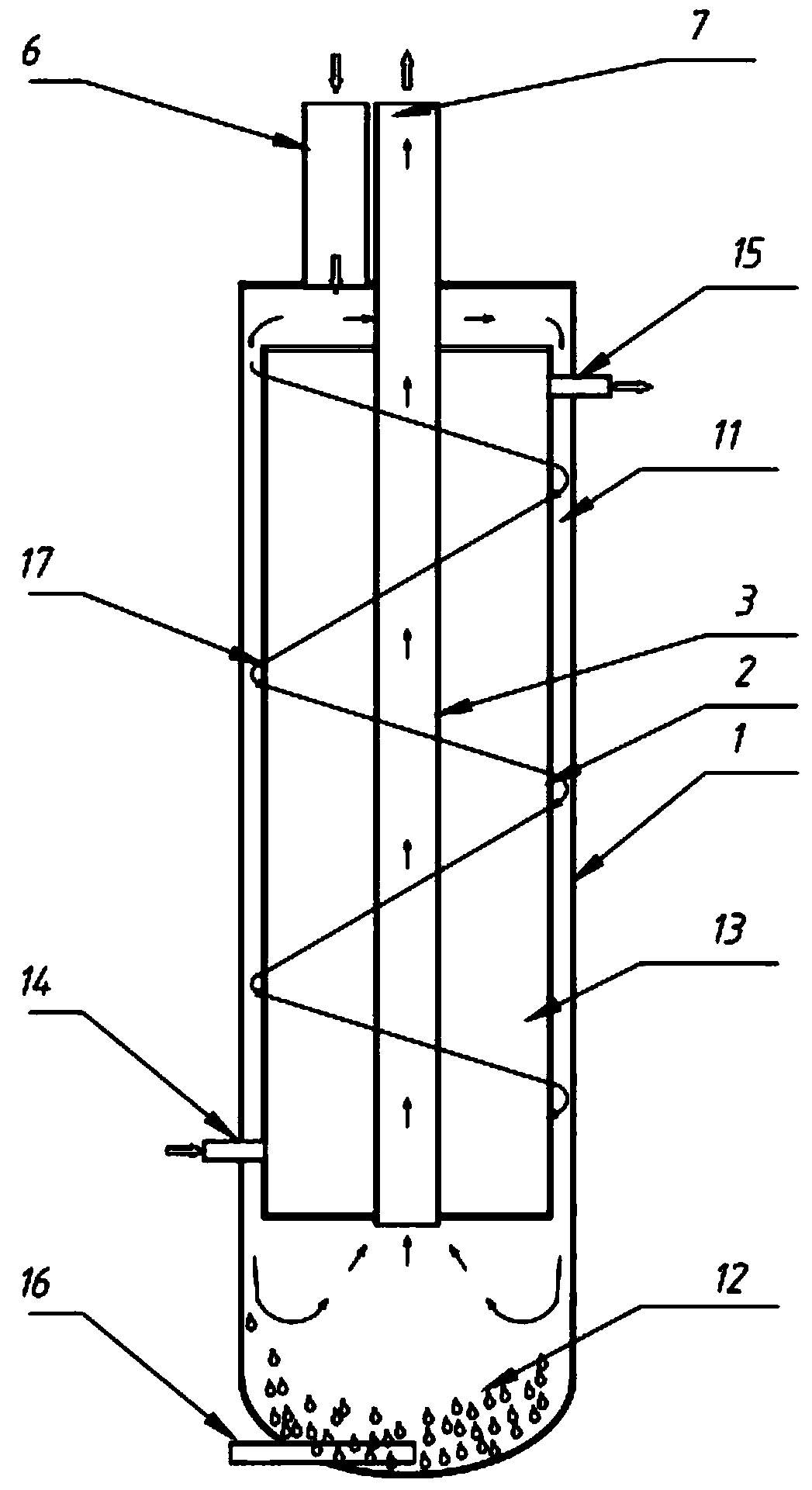 Compressed gas refrigerated dryer heat exchanging water removal structure