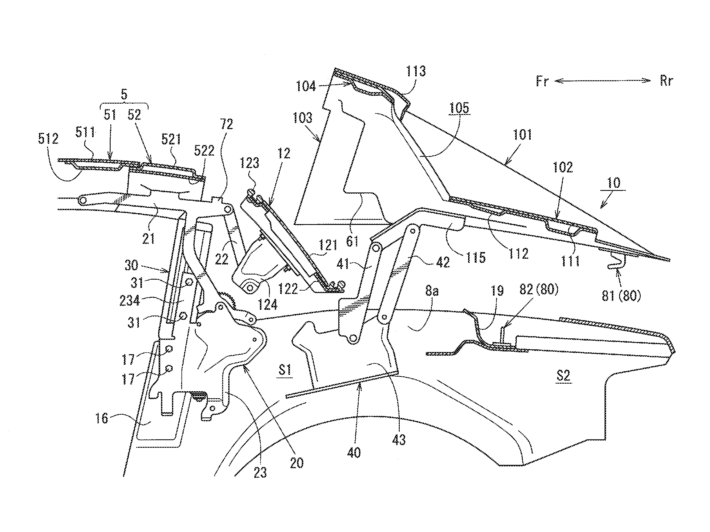 Rear vehicle-body structure of vehicle