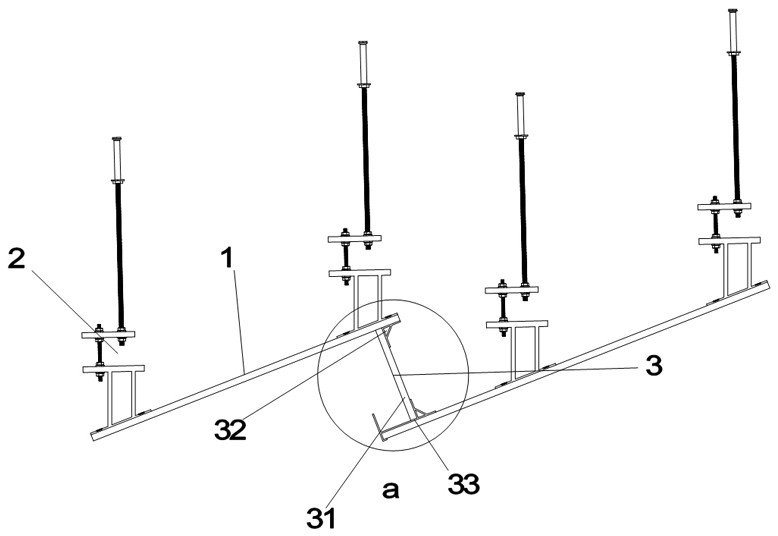 Stepped mounting structure of inclined surface suspended ceiling