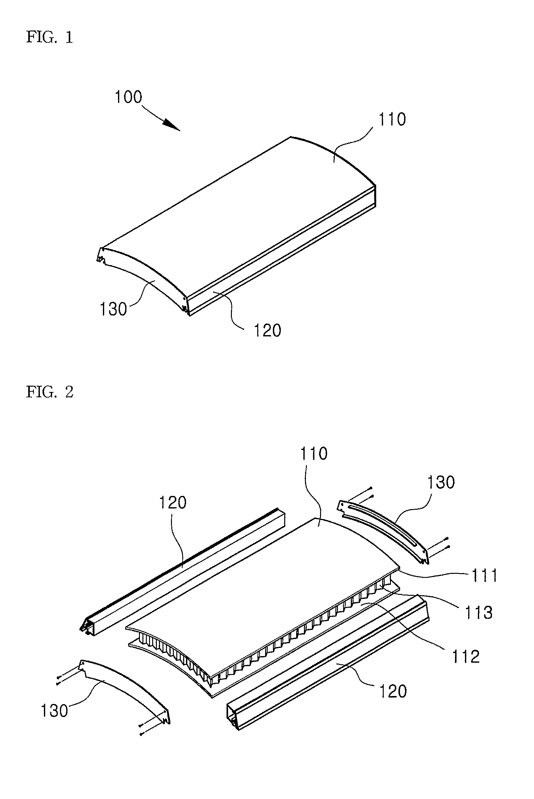 Curved Panel for Acoustical Shell, Method of Manufacturing the Same, and Acoustical Shell Using the Same