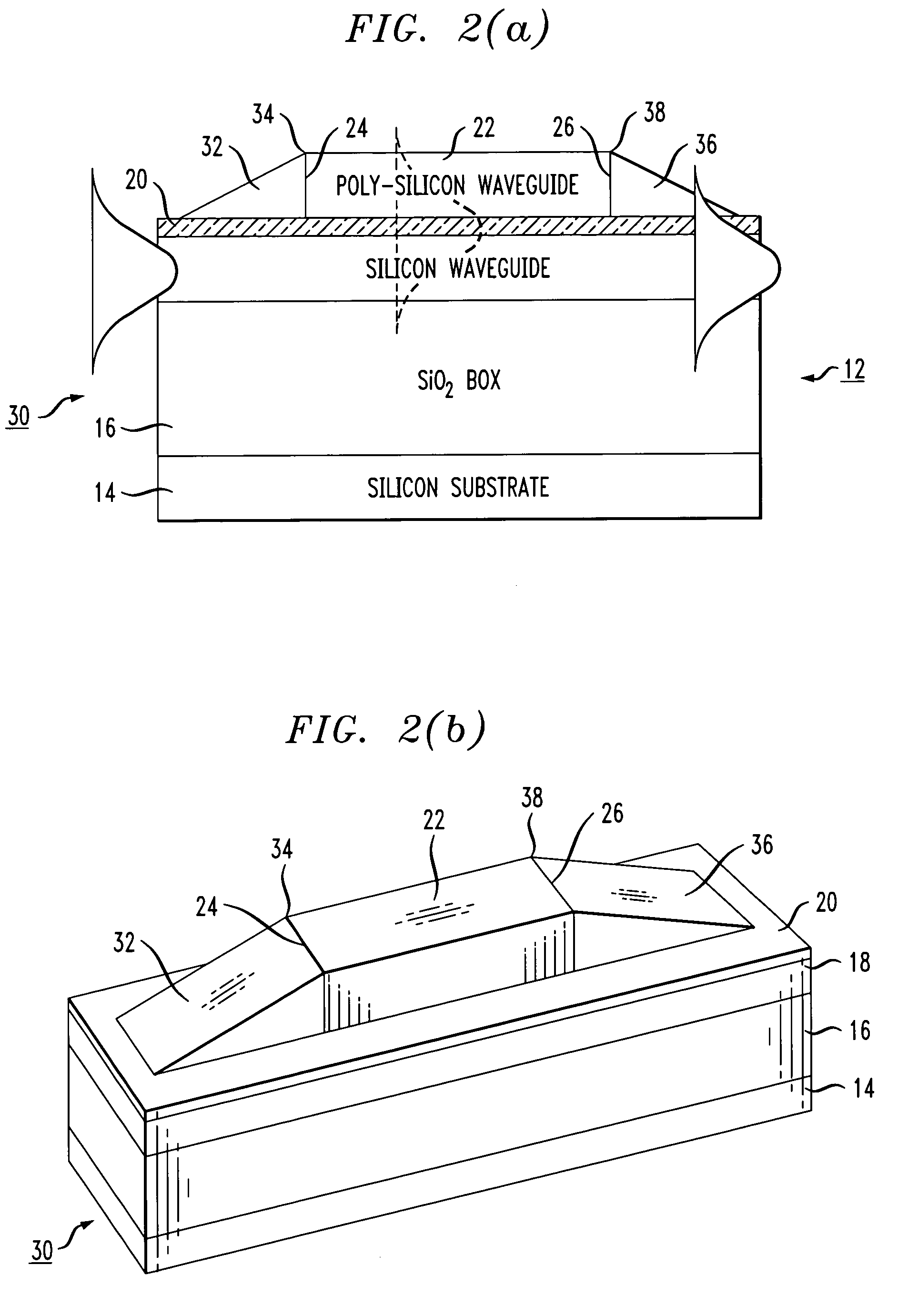 Mode transformation and loss reduction in silicon waveguide structures utilizing tapered transition regions