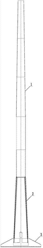 Lower portion laminate prefabricated hybrid tower frame of wind power generator