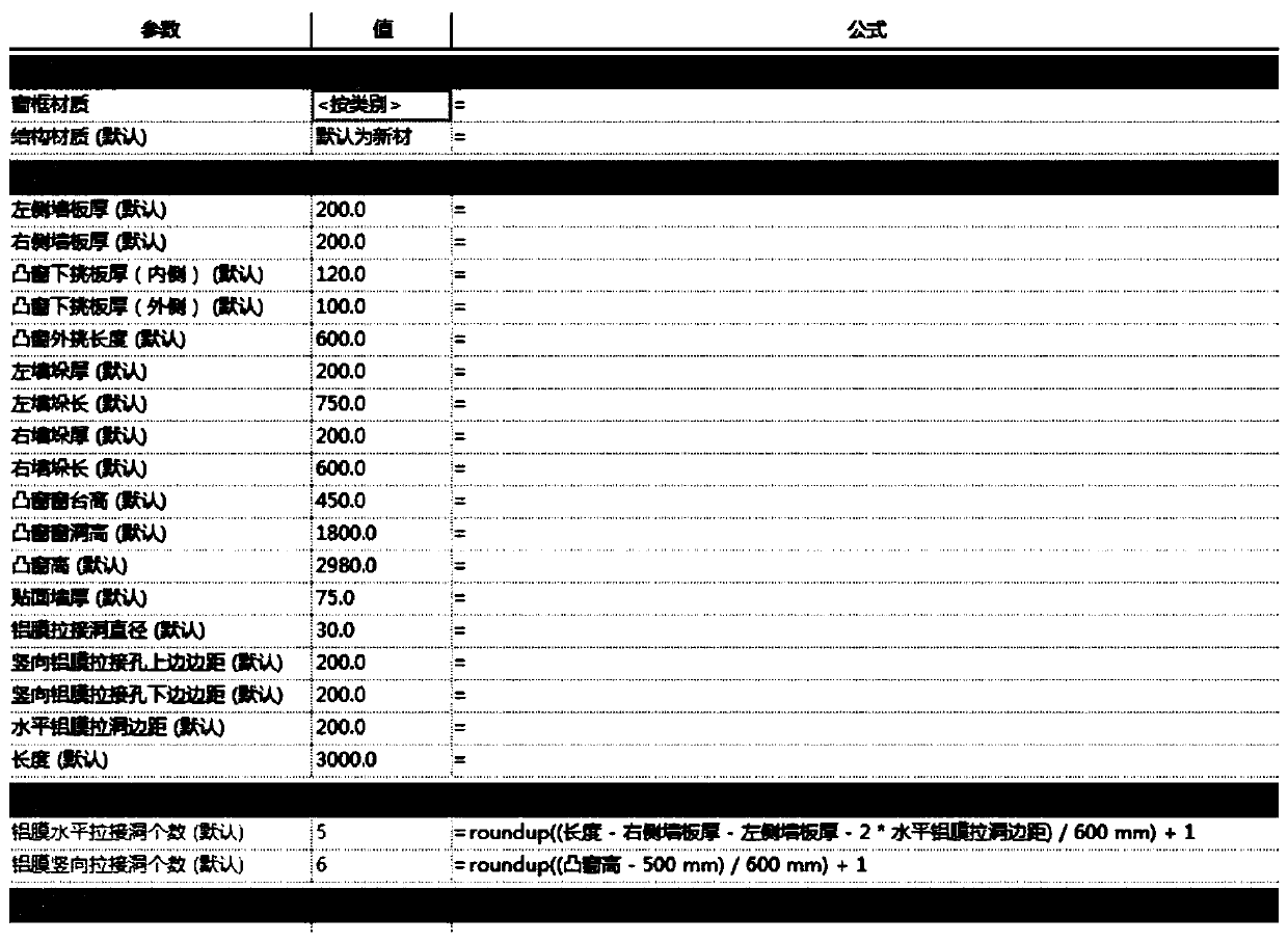 Rapid drawing method for prefabricating bay window detail drawing based on Revit software