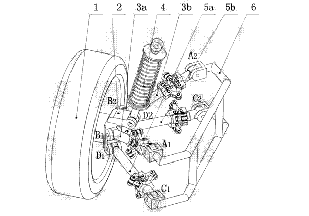 Multi-link straight line guide independent suspension with 3-RRR telescopic compensation mechanism