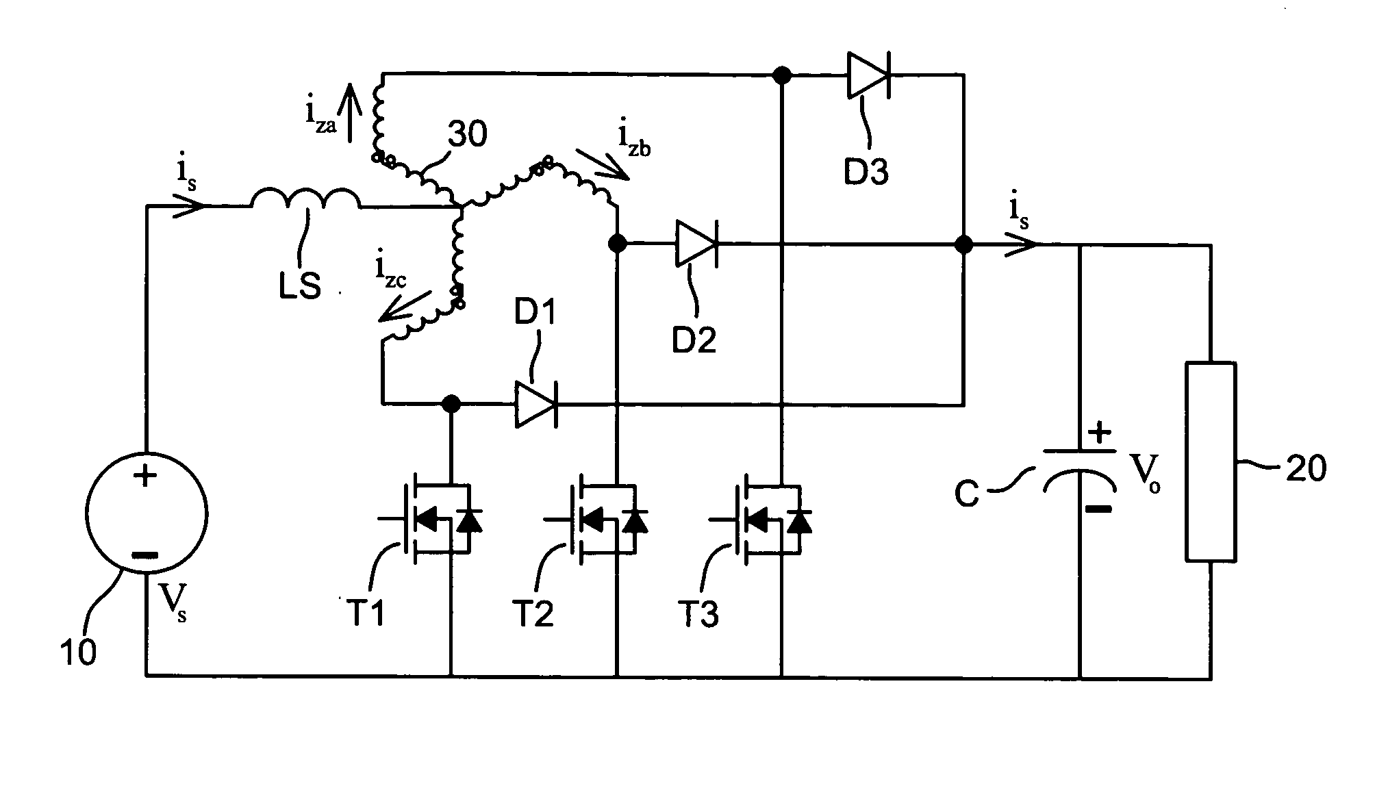 DC to DC converter with high frequency zigzag transformer