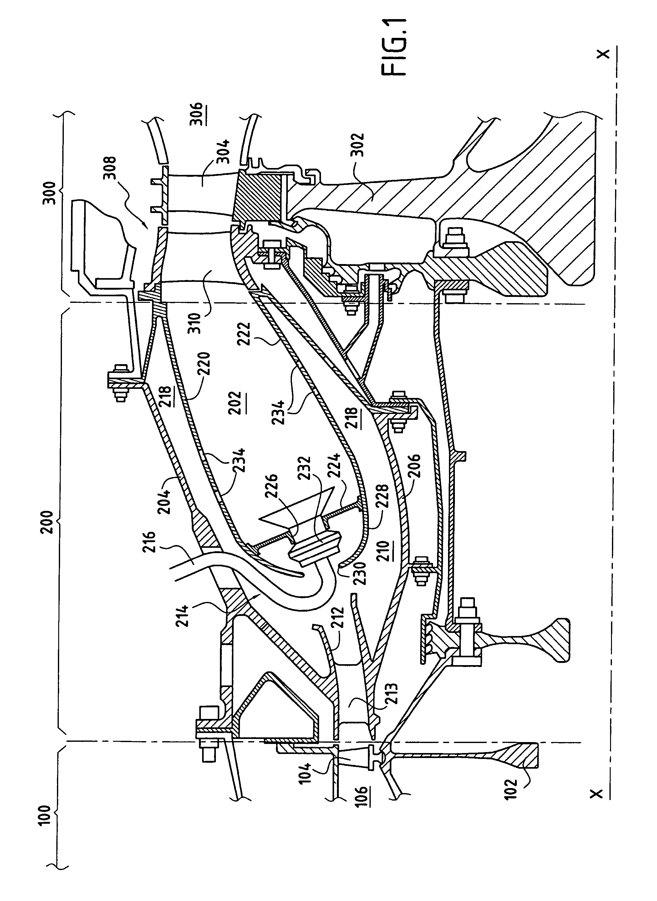 Turbomachine with angular air delivery