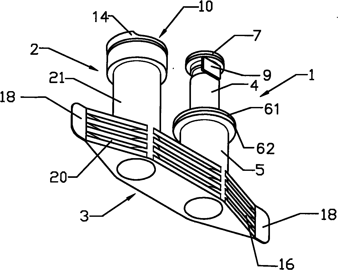 Infusion bag part with fusiform seat, side pull filling infusion tube and gasket ring dosing tube