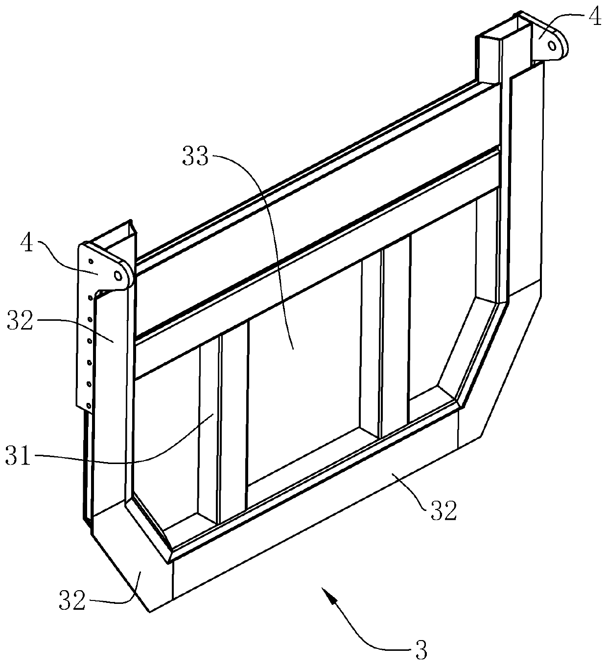 Dump truck container structure