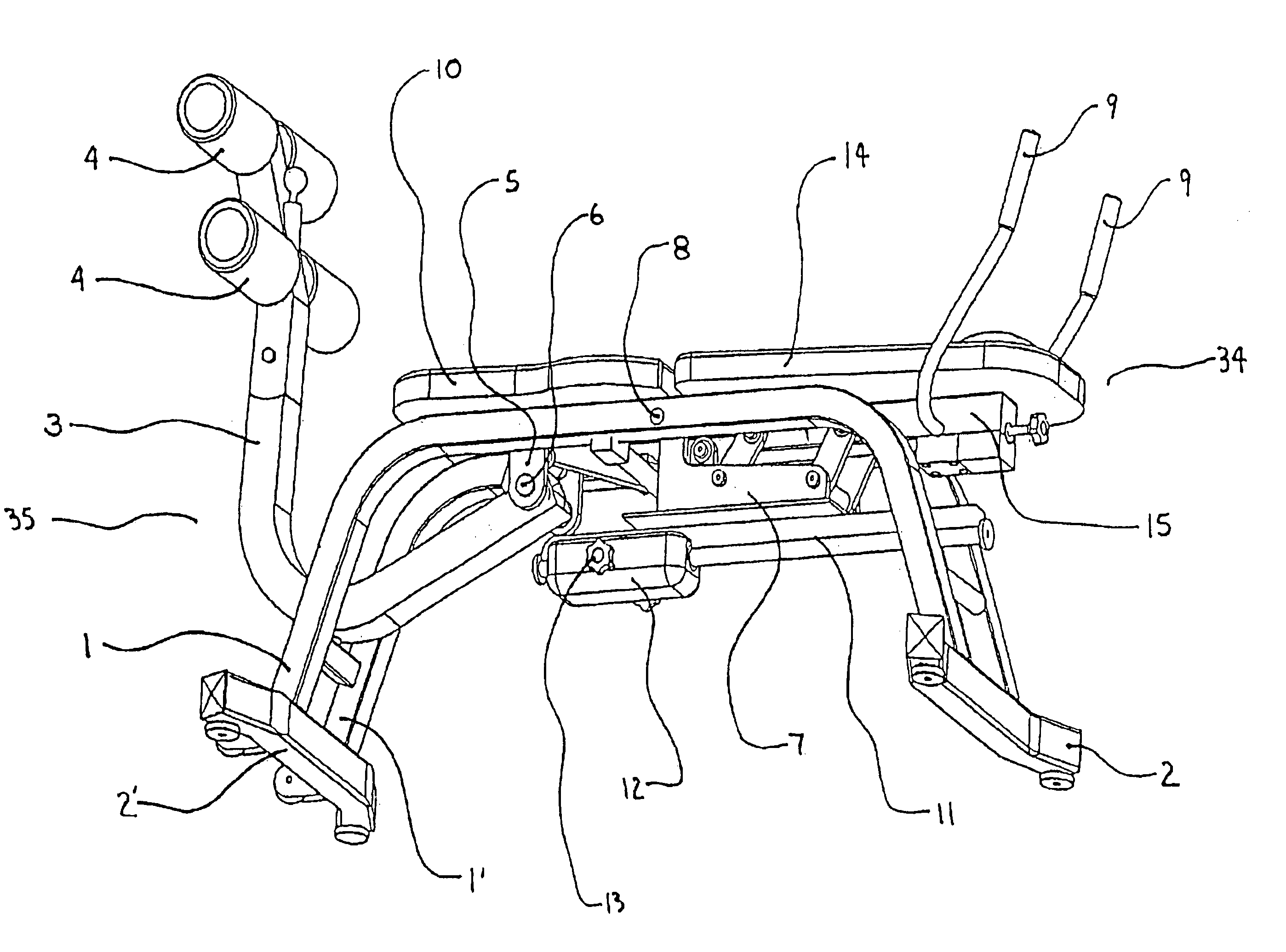 Abdominal bench with constant gap torso cushion