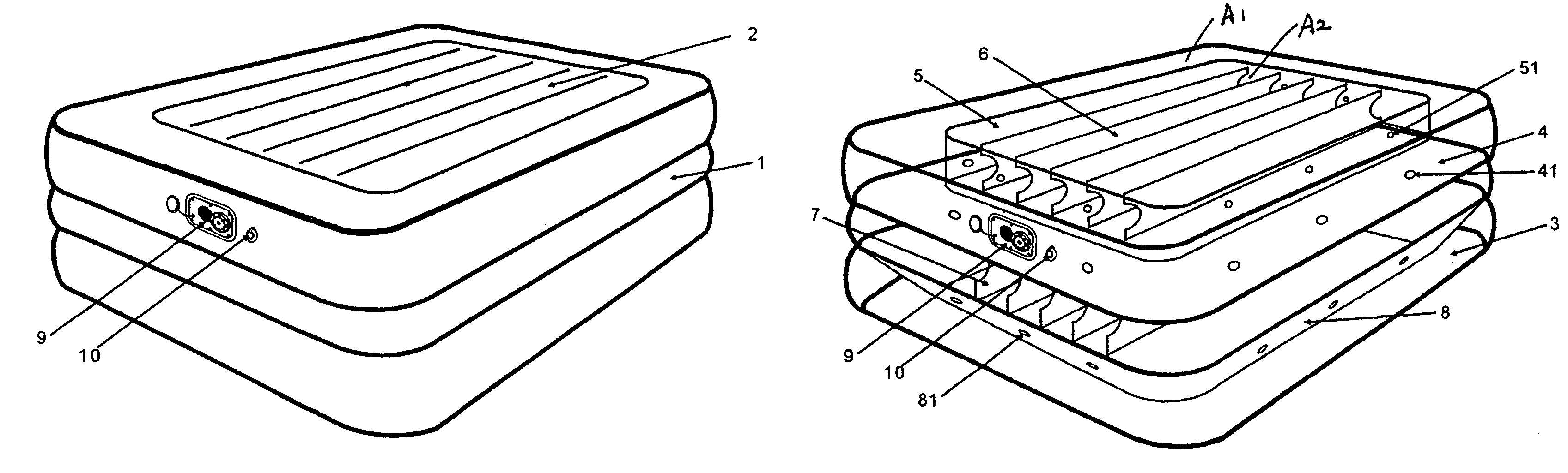 Air bed with stable supporting structure