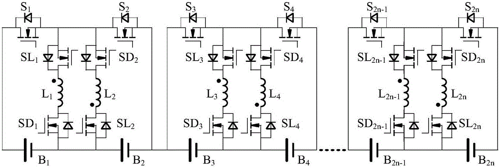 Series energy storage balance apparatus and method with point-to-point path