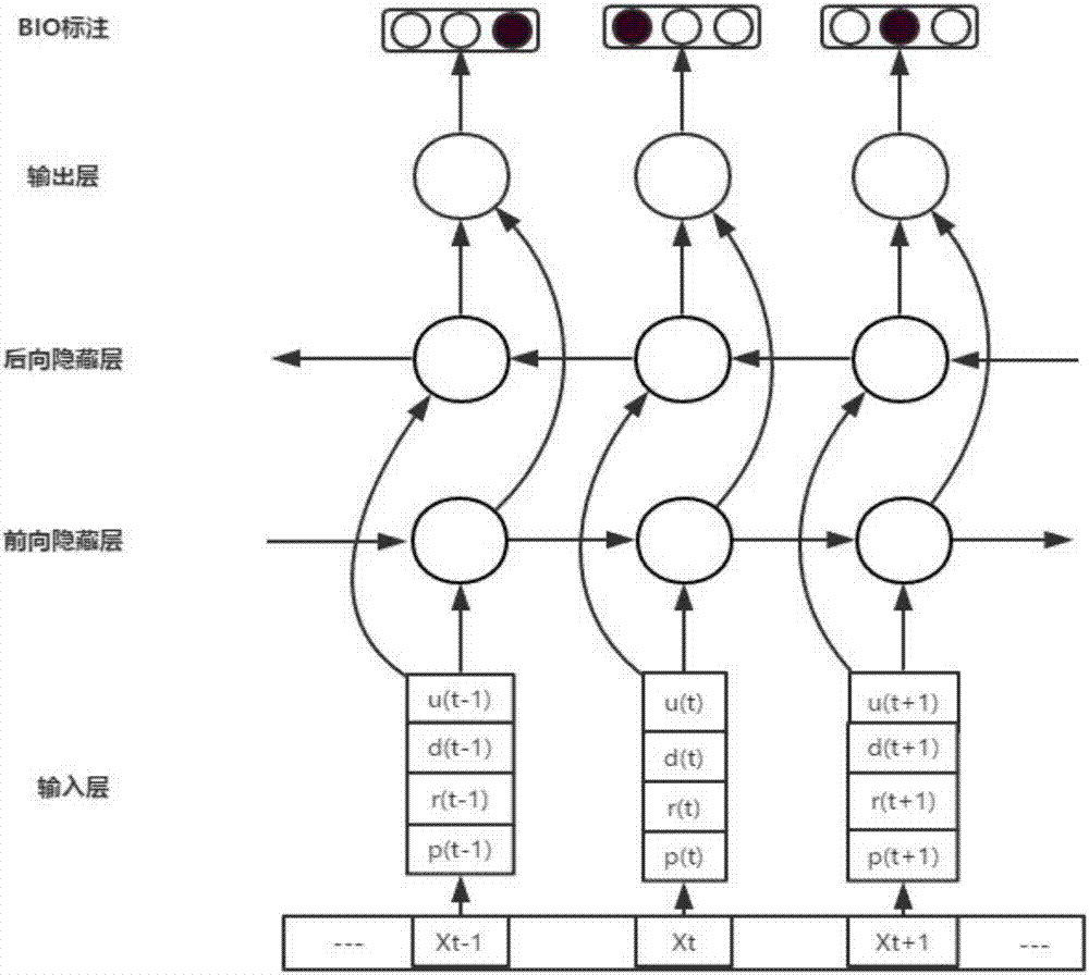 Multiple features fused bidirectional recurrent neural network fine granularity opinion mining method