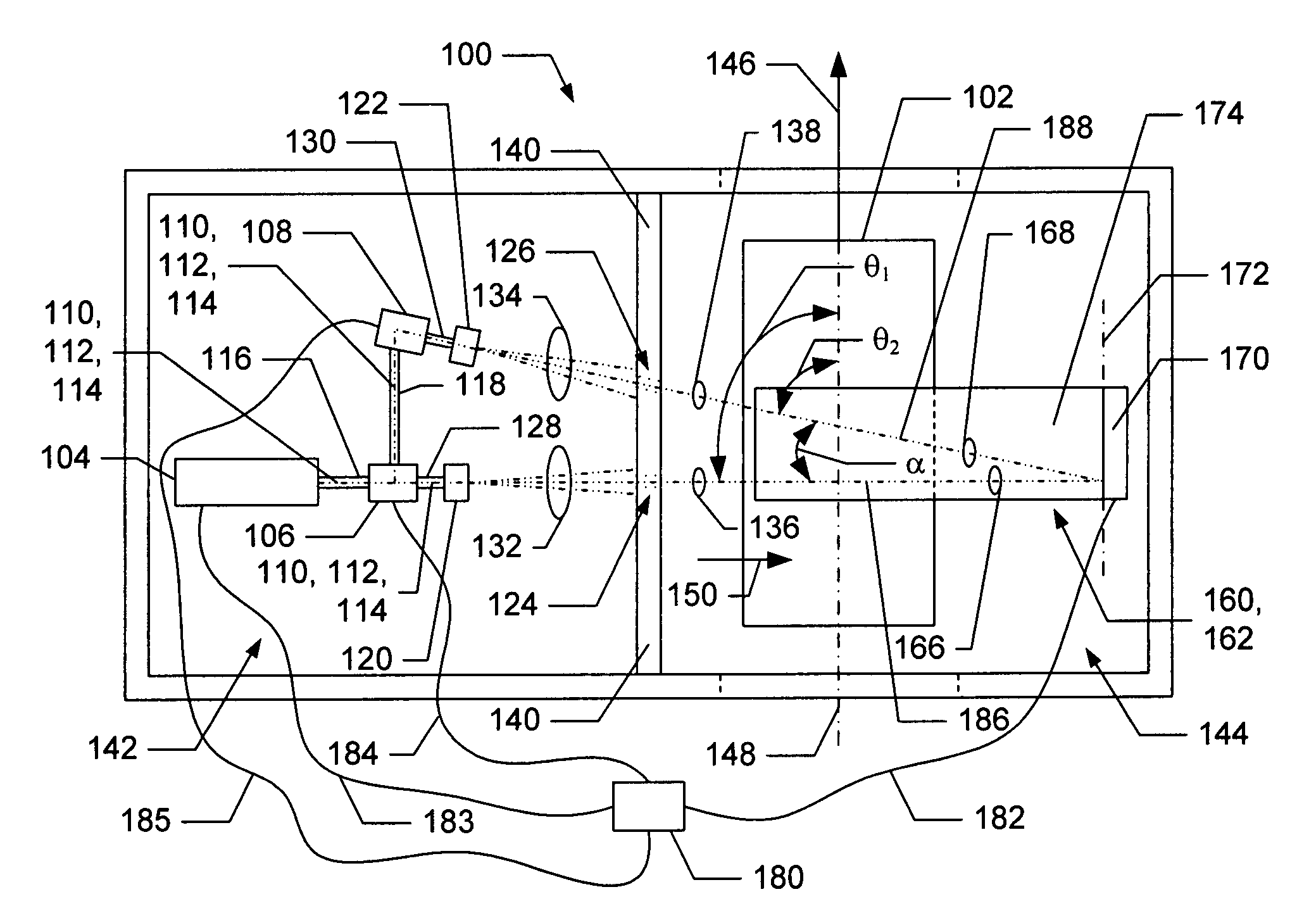 Angled-beam detection system for container inspection