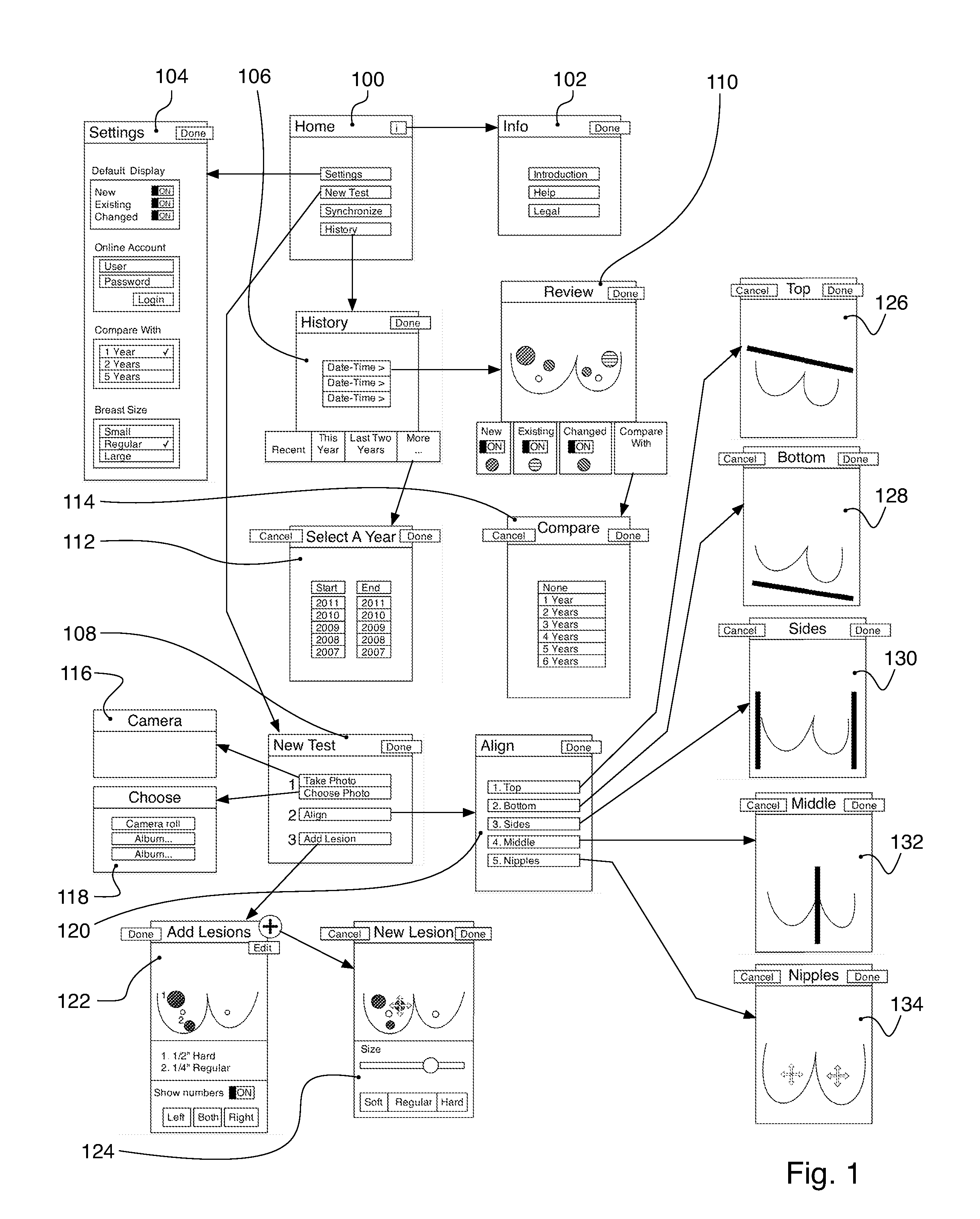 System for breast examination result mapping, recording, comparing, and/or tracking