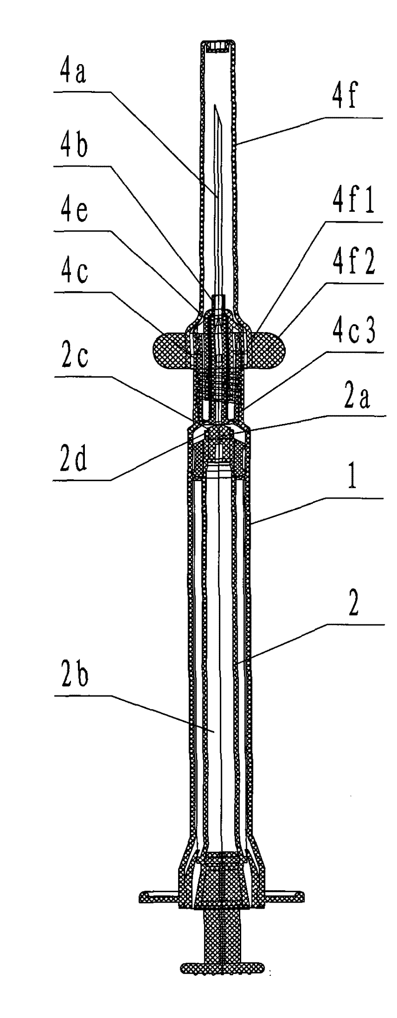 Disposable safe syringe with automatically-retracted and replaceable needle