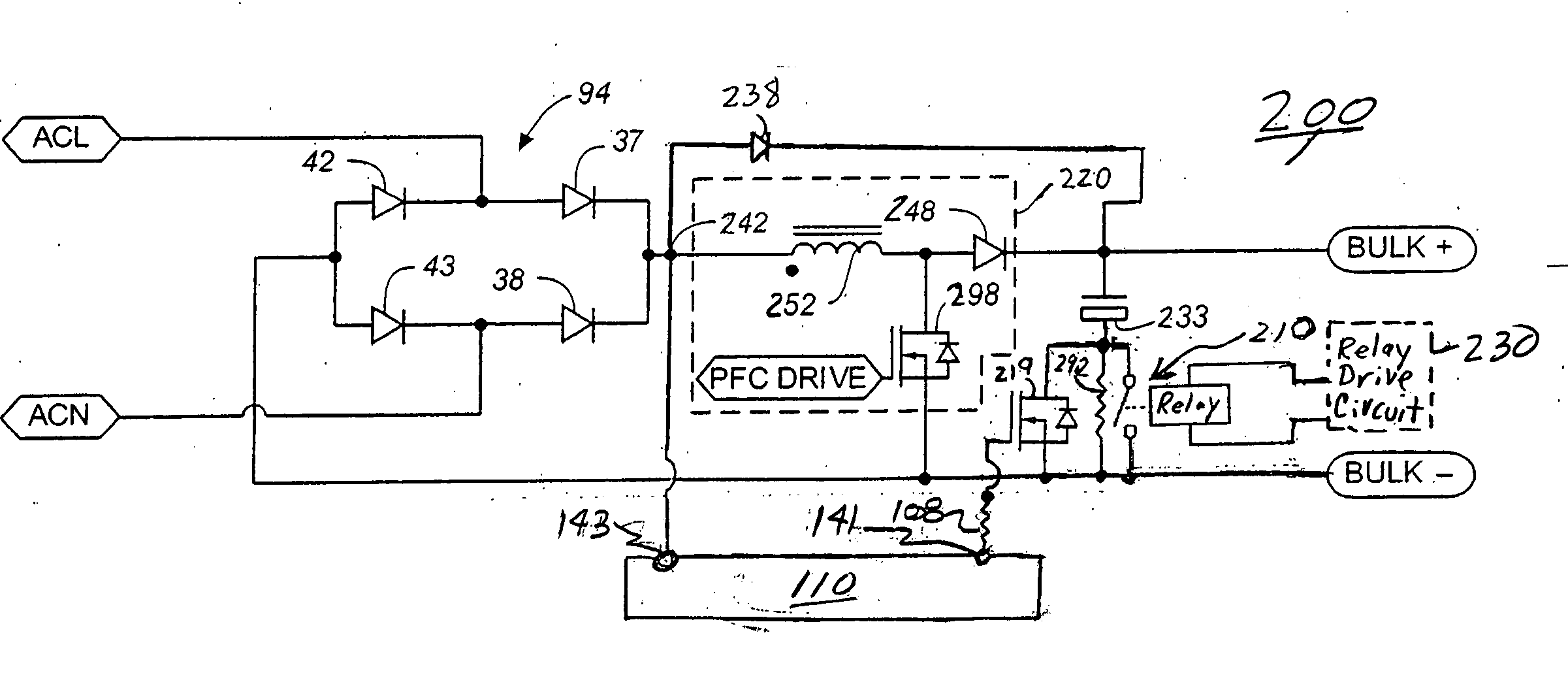 Active inrush current control using a relay for AC to DC converters