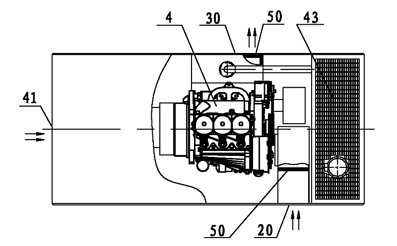 Air intake and exhaust device of air-cooling type low-noise diesel power generating set