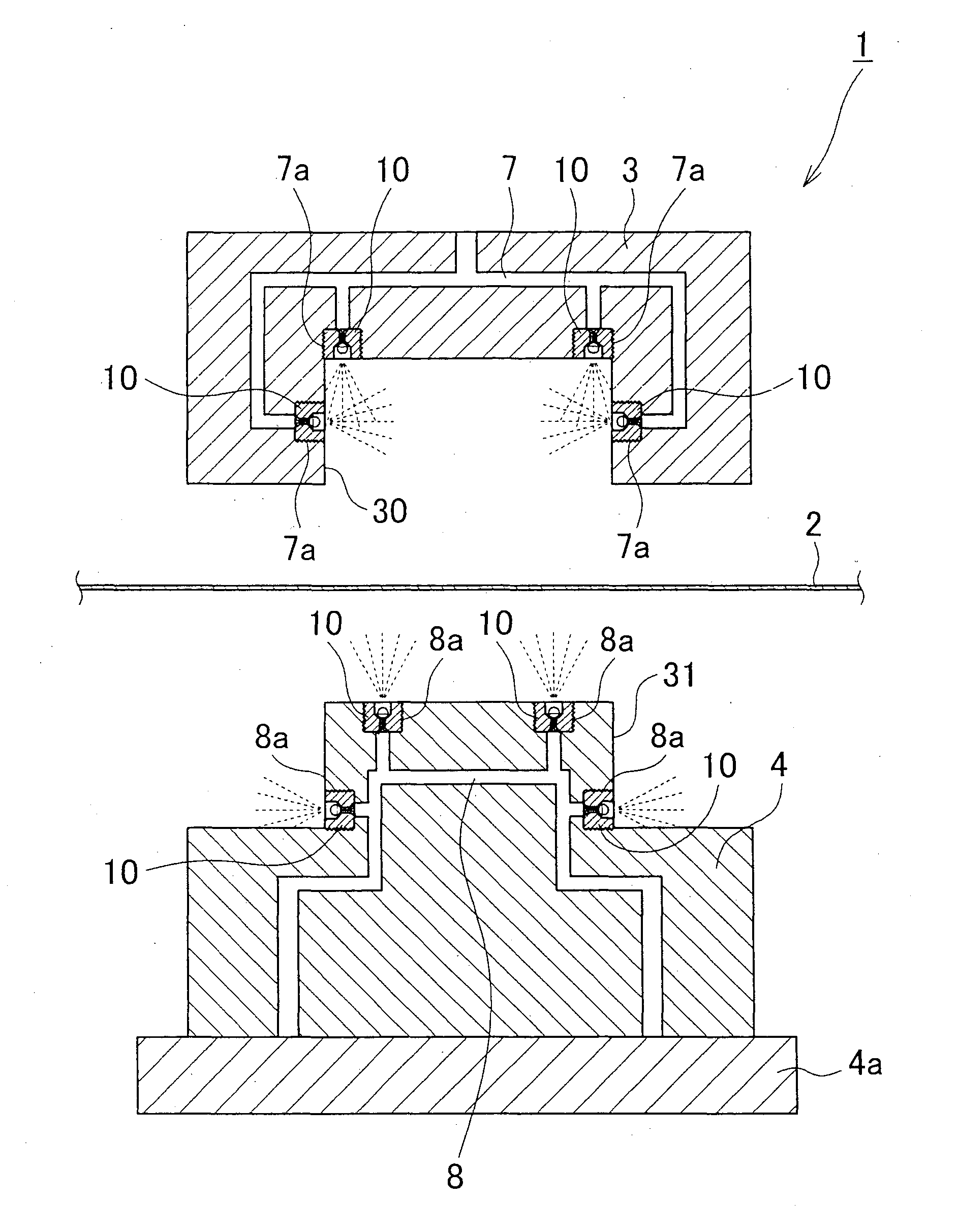 Press apparatus and spray nozzle