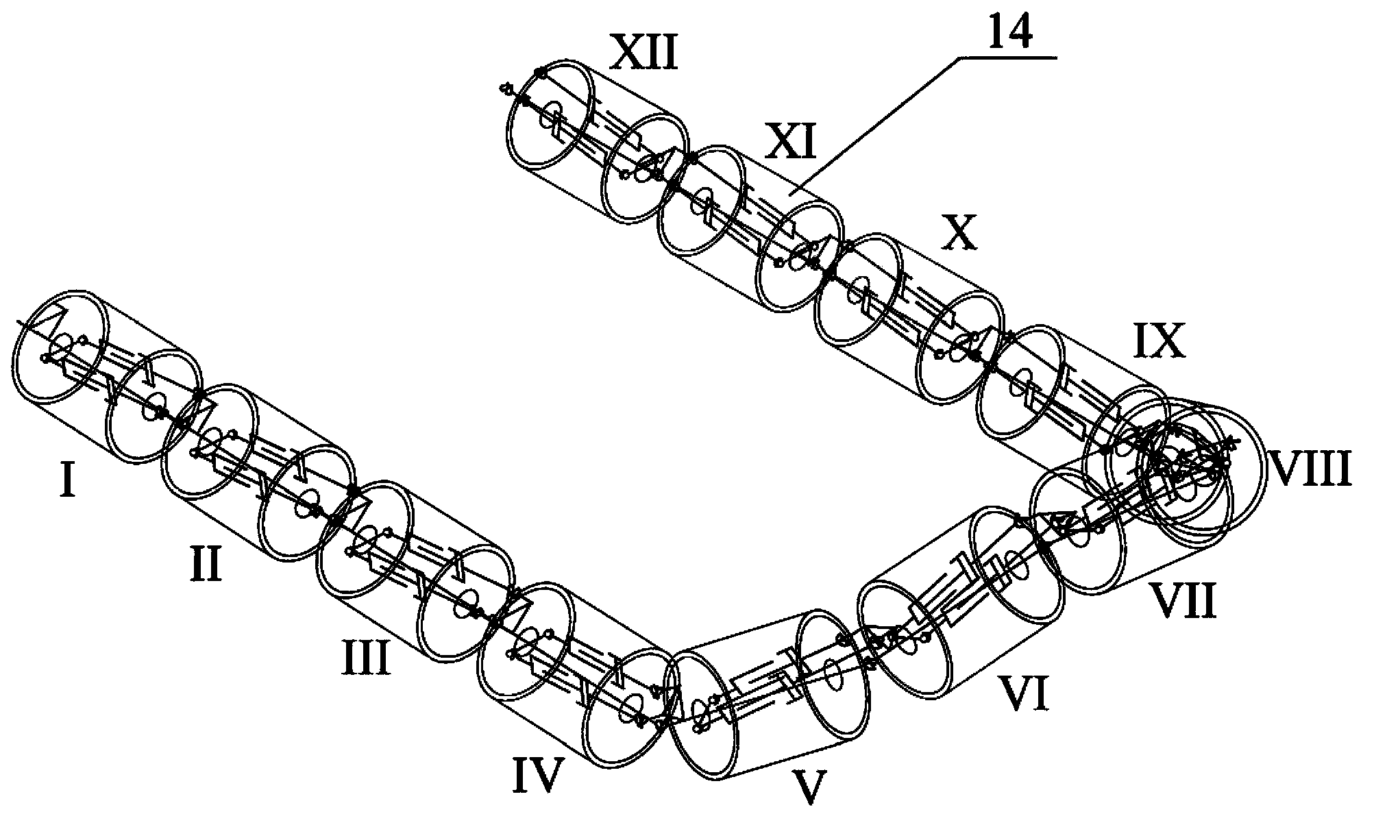 Variable rigidity parallel joint snake-shaped robot mechanism