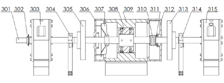 Generator rotor unbalance magnetic tension testing bench supported by sliding bearings