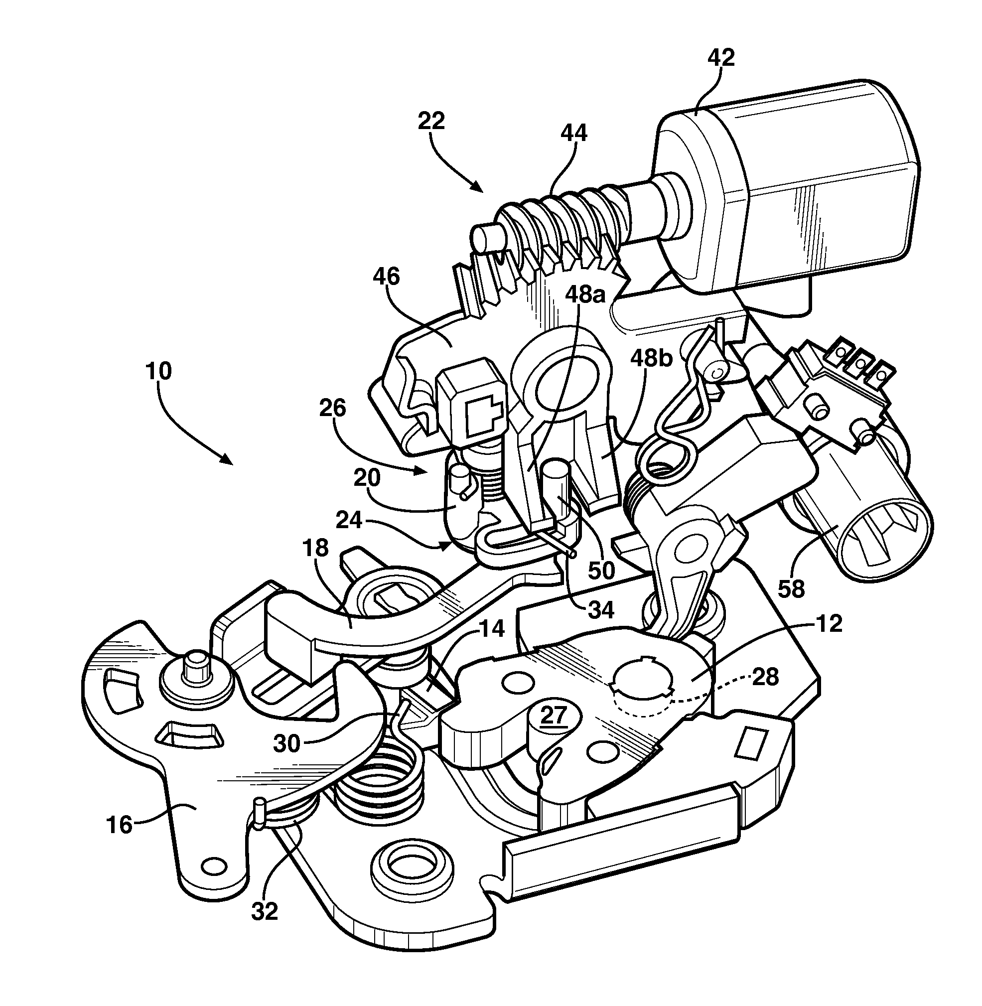 Door latch with emergency lock actuator and 'impatient passenger' feature