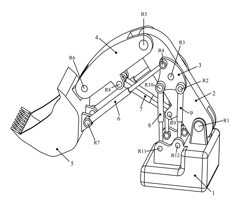 Motion redundancy face shovel excavating mechanism capable of optimizing lifting force