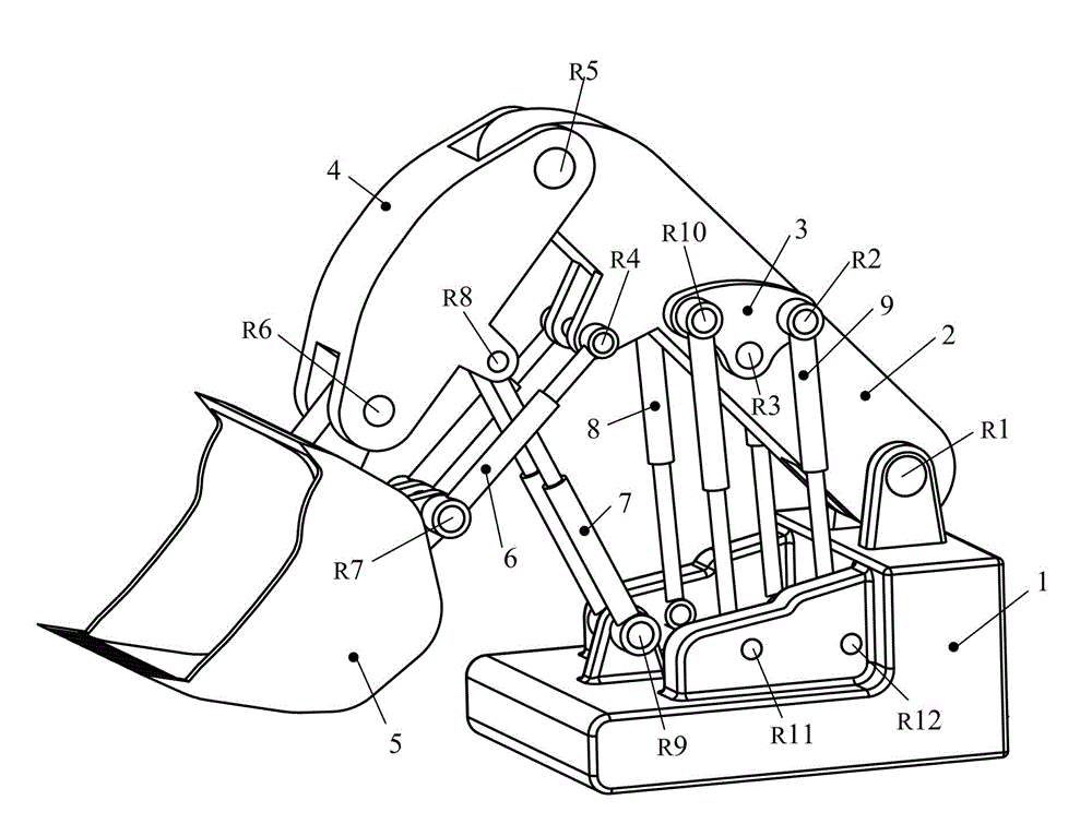 Motion redundancy face shovel excavating mechanism capable of optimizing lifting force