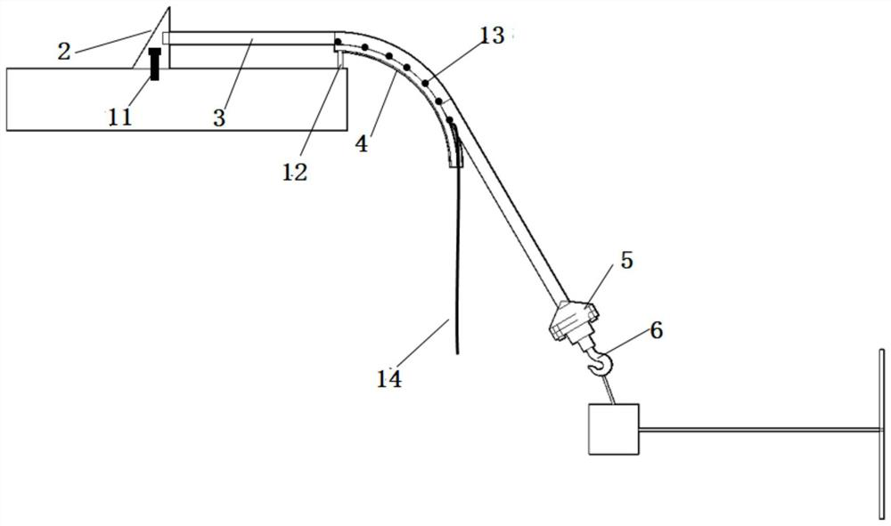 Test system for simulating installation load of upper bending section in horizontal laying process of umbilical cable