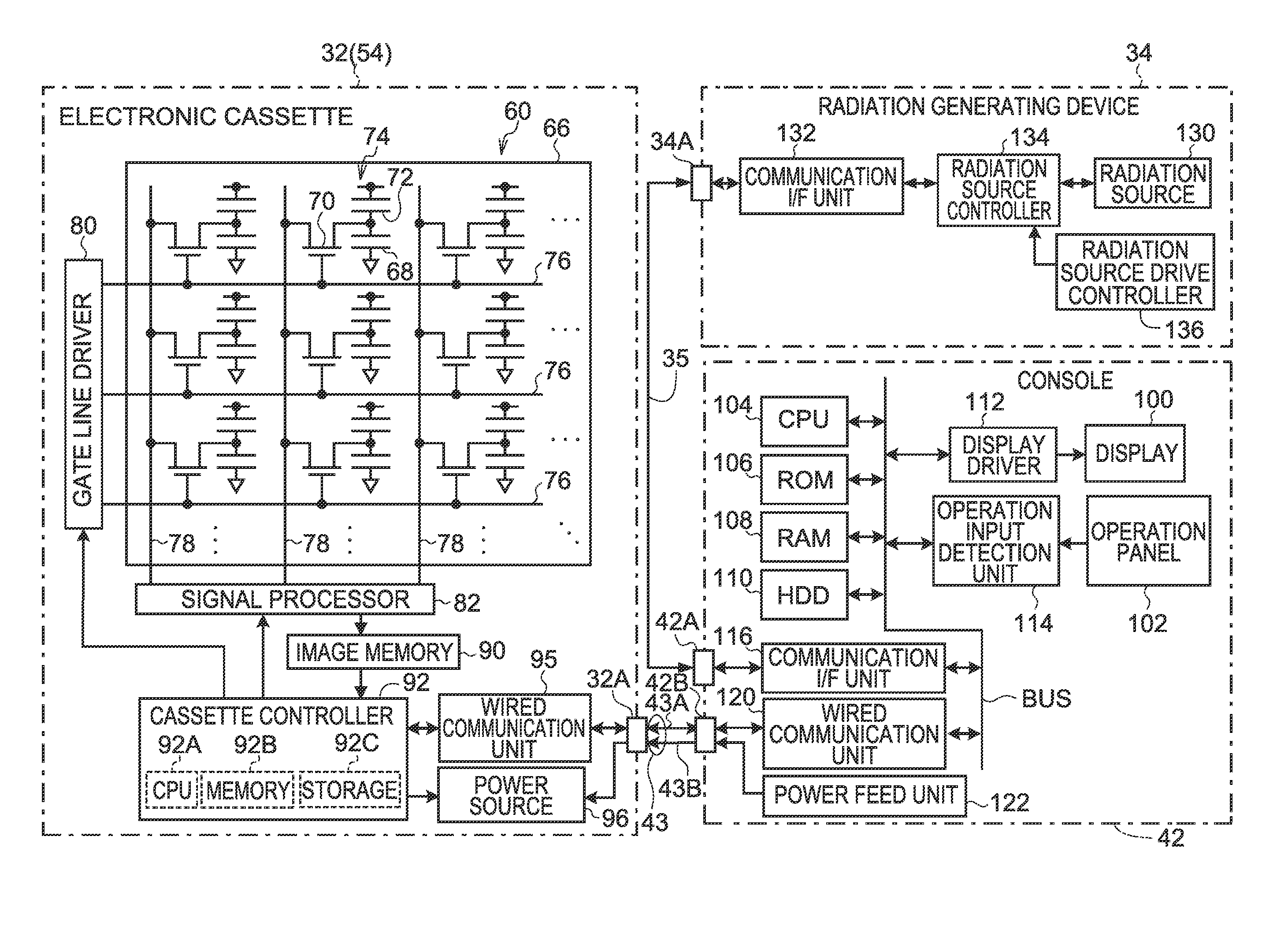 Radiographic image capturing device