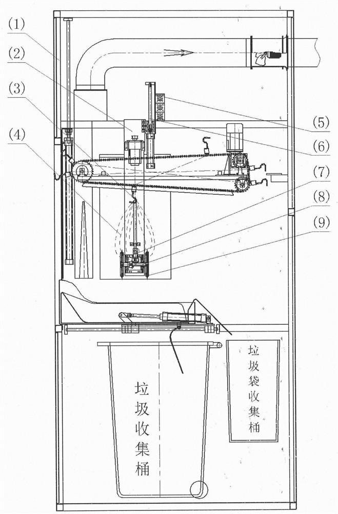 Community bagged garbage bag breaking device