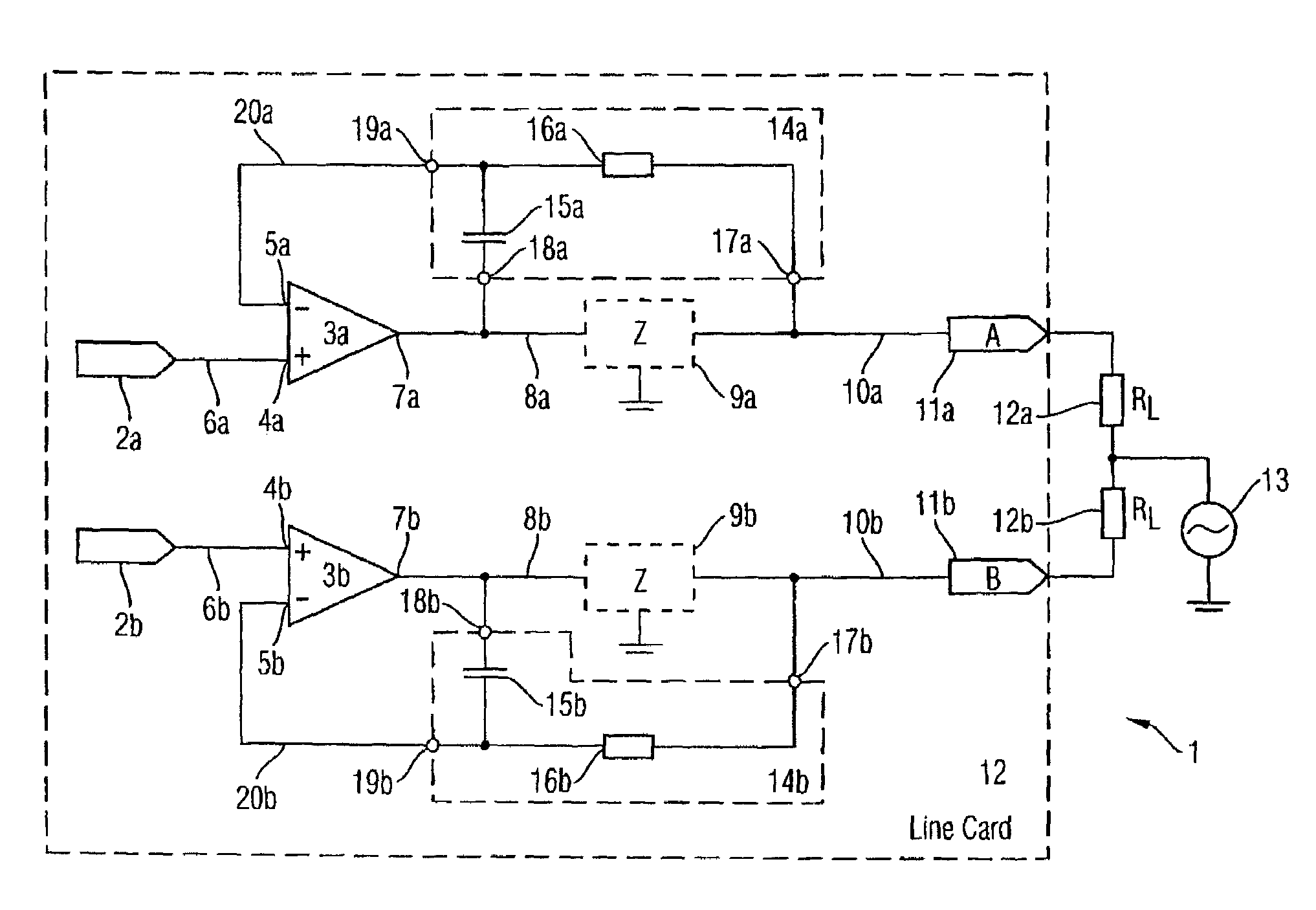 Driver circuit with frequency-dependent signal feedback