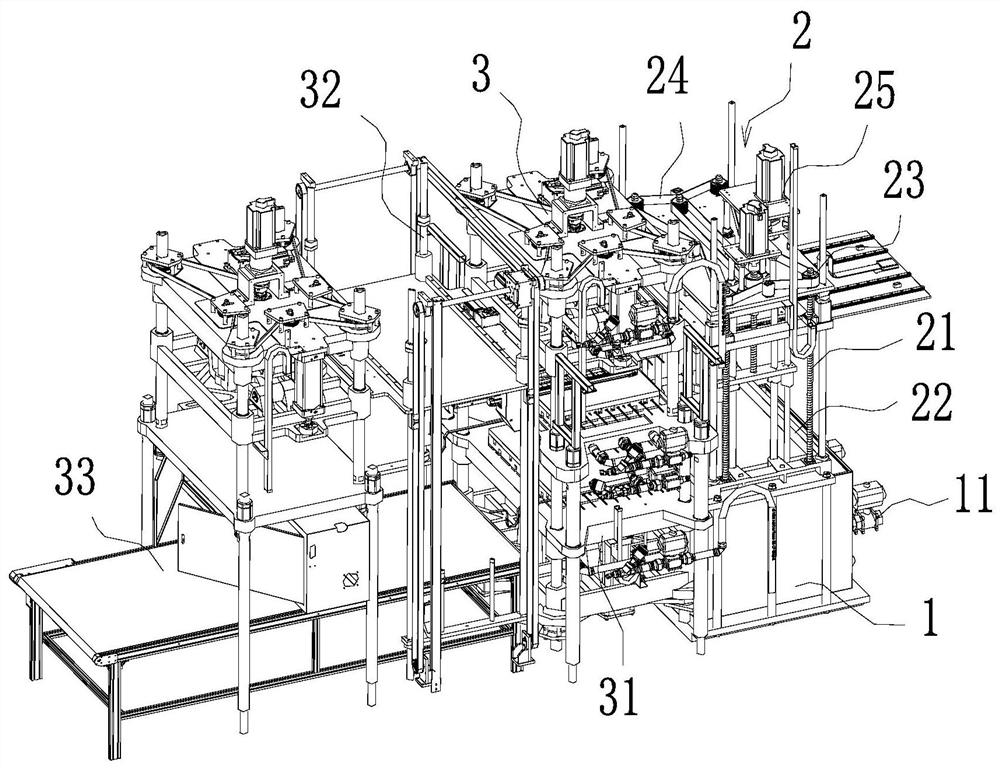 Double-layer up-and-down die pressing device and paper-plastic forming machine