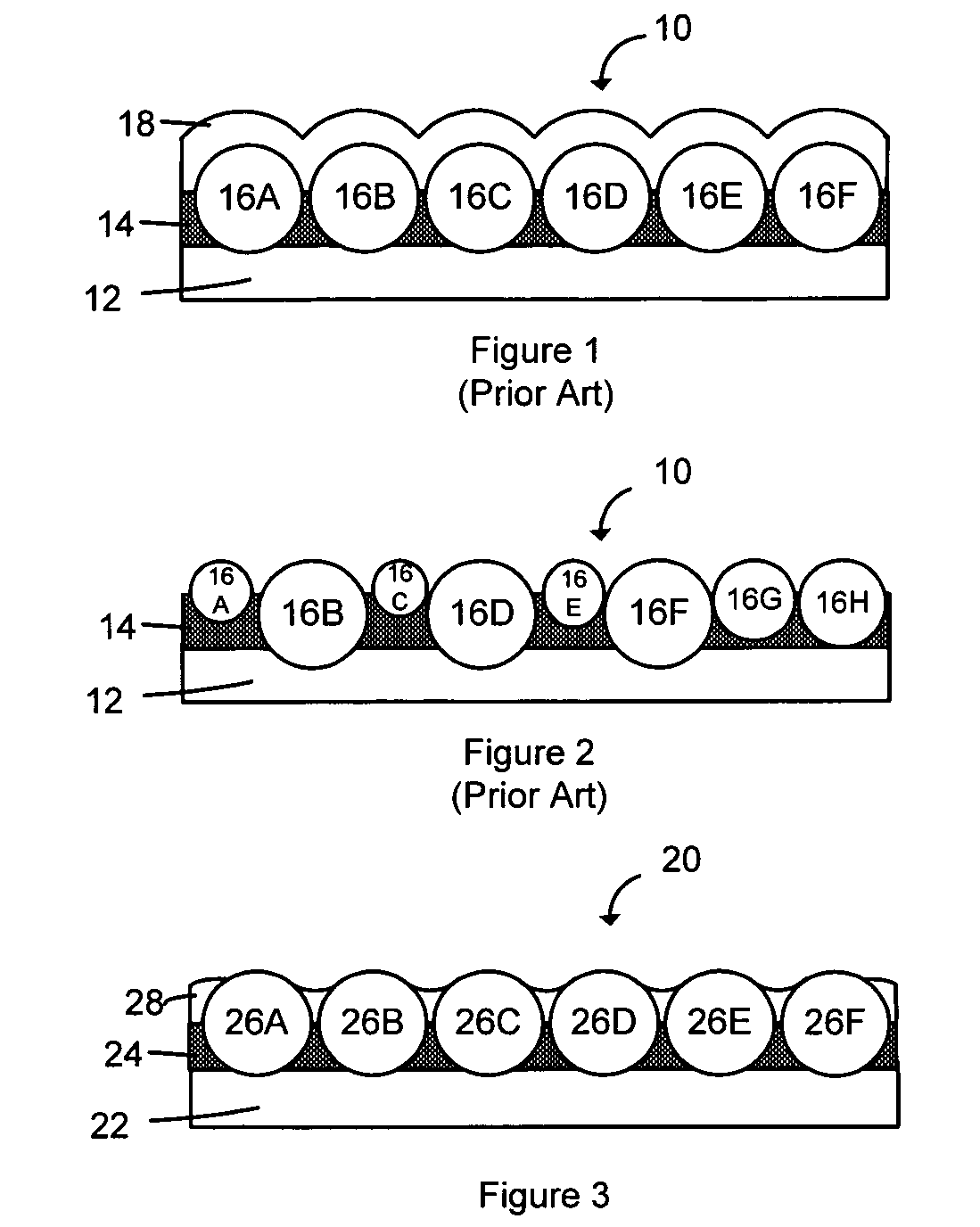 Discontinuous or variable thickness gain modification coating for projection film and method for making same