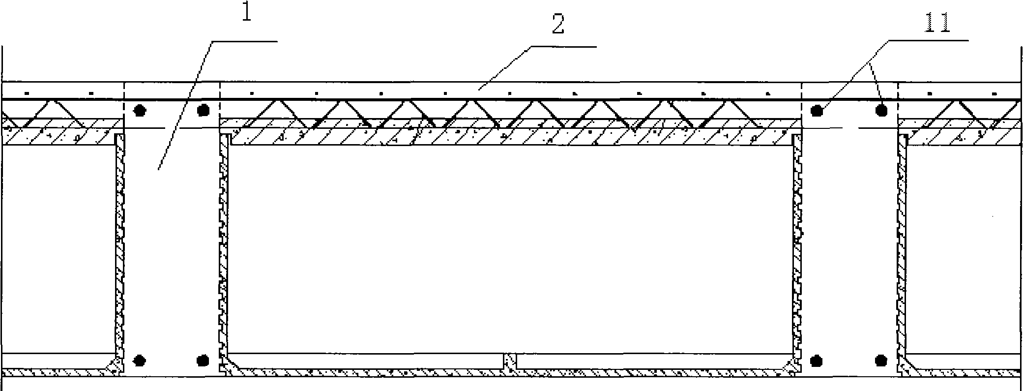 Assembled monolithic concrete ribbed hollow floor slab